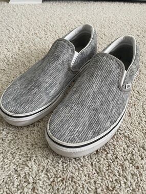 Vans Slip-On Corduroy Loafers in Gray and White